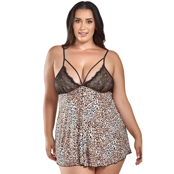 Animal Print & Micro Lace Babydoll