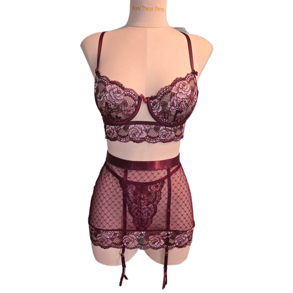 Midnight Tease 3 Piece Garter Skirt Set