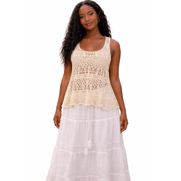 Boho Breeze Lace Racerback Tank Top