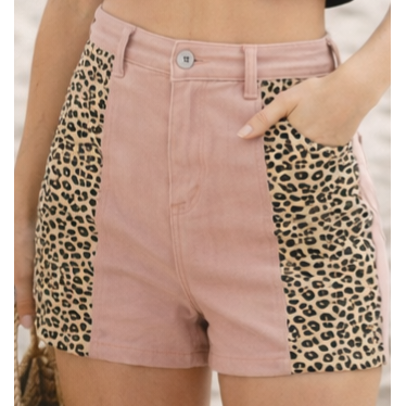 Animal Print Denim Shorts
