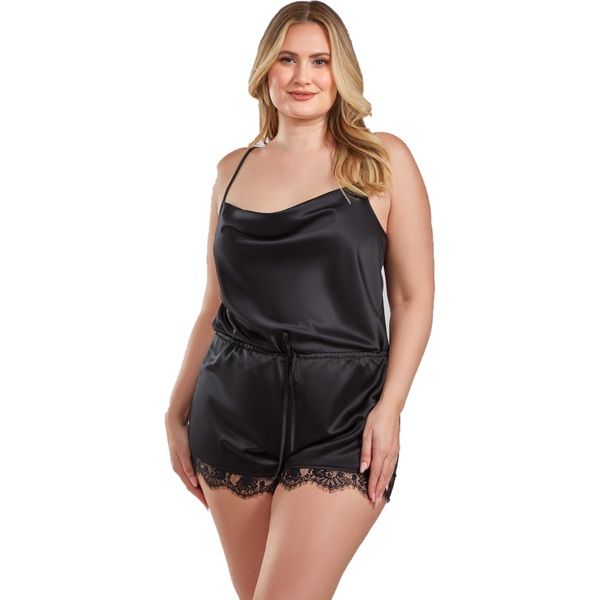 Satin Cowl Neck Romper